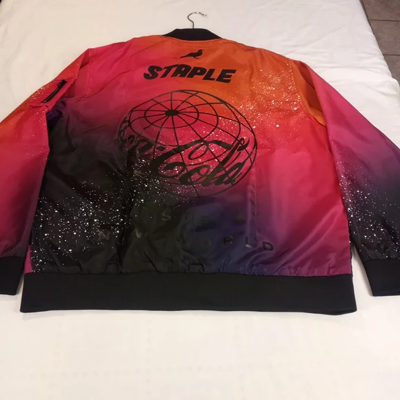 Coca-Cola Staple Men's Limited Edition Bomber Varsity Zip Up Colletion Jacket L - Picture 8 of 16